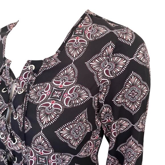 VTG 90s CHARLOTTE RUSSE Retro Medallion Print Semi Sheer Shift Dress SZ S - Picture 2 of 11